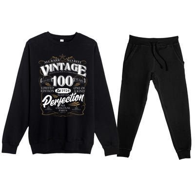 Vintage All Bark No Bite 100th Birthday Est 1924 Premium Crewneck Sweatsuit Set