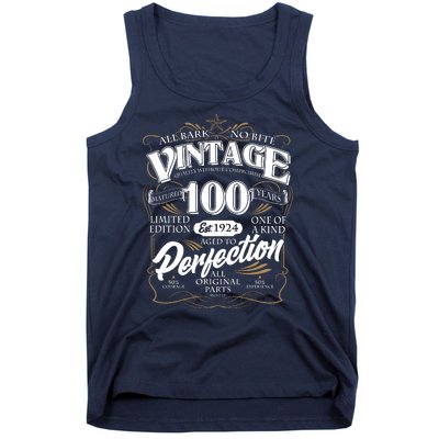 Vintage All Bark No Bite 100th Birthday Est 1924 Tank Top