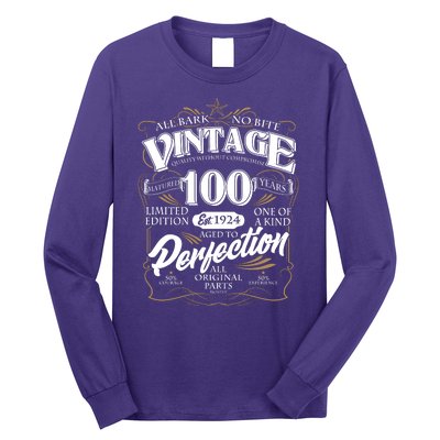 Vintage All Bark No Bite 100th Birthday Est 1924 Long Sleeve Shirt