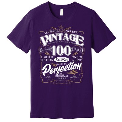 Vintage All Bark No Bite 100th Birthday Est 1924 Premium T-Shirt