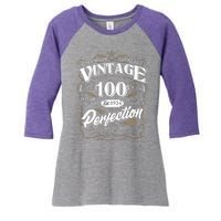 Vintage All Bark No Bite 100th Birthday Est 1924 Women's Tri-Blend 3/4-Sleeve Raglan Shirt