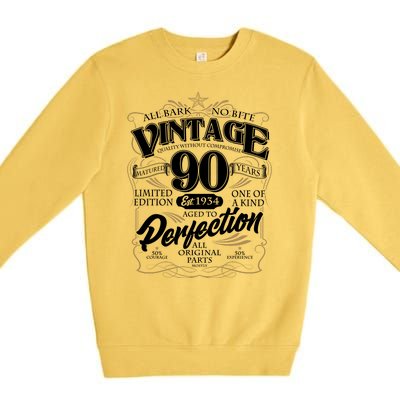 Vintage All Bark No Bite 90th Birthday Est 1934 Premium Crewneck Sweatshirt