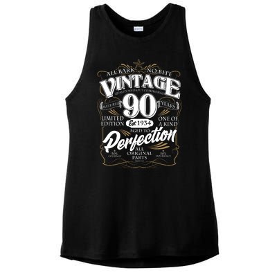 Vintage All Bark No Bite 90th Birthday Est 1934 Ladies PosiCharge Tri-Blend Wicking Tank