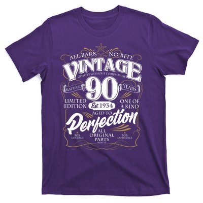 Vintage All Bark No Bite 90th Birthday Est 1934 T-Shirt