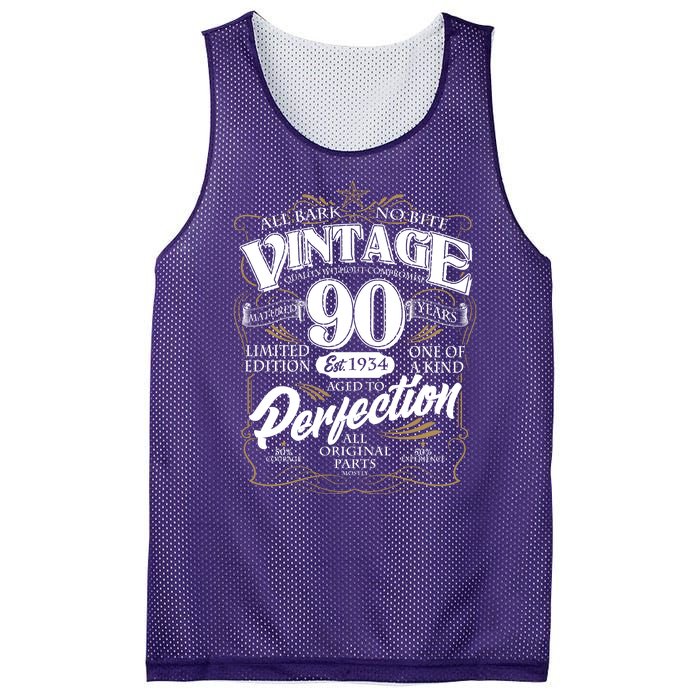 Vintage All Bark No Bite 90th Birthday Est 1934 Mesh Reversible Basketball Jersey Tank