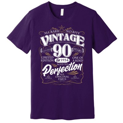 Vintage All Bark No Bite 90th Birthday Est 1934 Premium T-Shirt