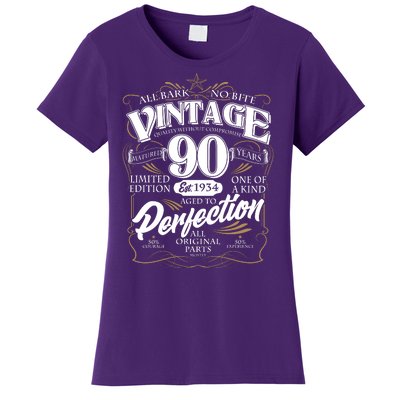 Vintage All Bark No Bite 90th Birthday Est 1934 Women's T-Shirt