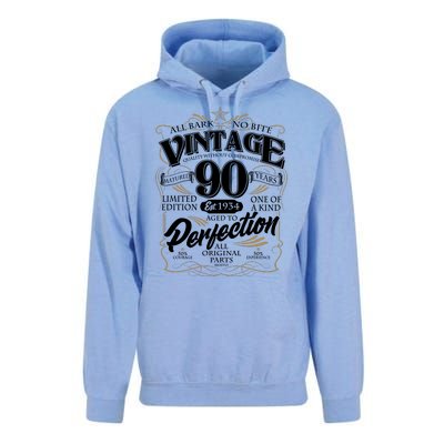 Vintage All Bark No Bite 90th Birthday Est 1934 Unisex Surf Hoodie