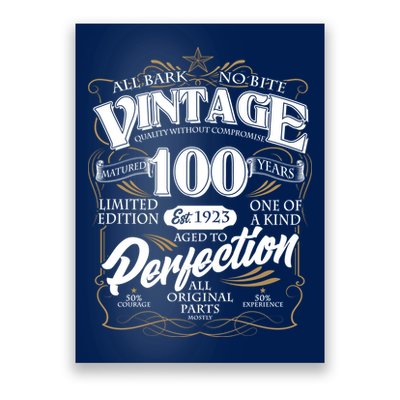 Vintage All Bark No Bite 100th Birthday Est 1923 Poster