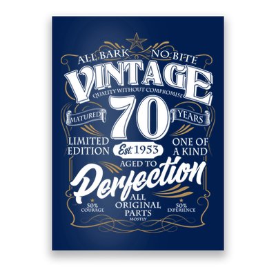 Vintage All Bark No Bite 70th Birthday Est 1953 Poster