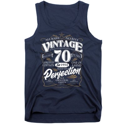 Vintage All Bark No Bite 70th Birthday Est 1954 Tank Top