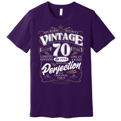 Vintage All Bark No Bite 70th Birthday Est 1954 Premium T-Shirt