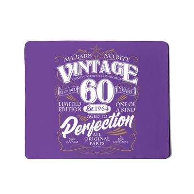 Vintage All Bark No Bite 60th Birthday Est 1964 Mousepad