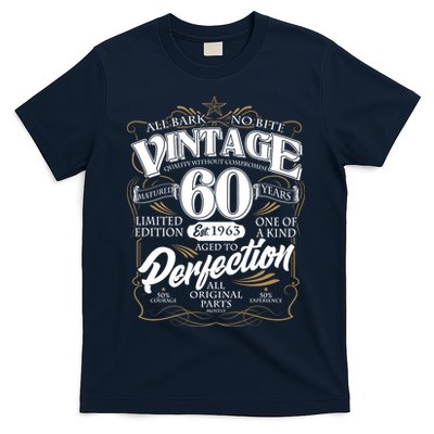 Vintage All Bark No Bite 60th Birthday Est 1963 T-Shirt