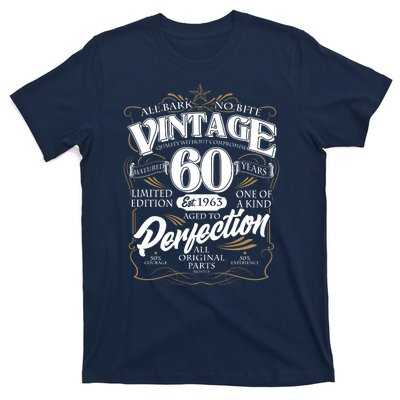 Vintage All Bark No Bite 60th Birthday Est 1963 T-Shirt