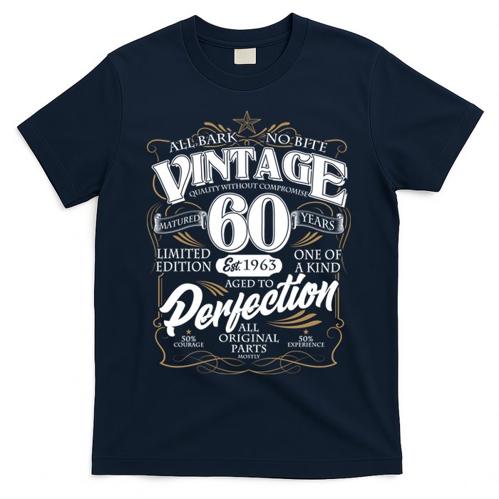 Vintage All Bark No Bite 60th Birthday Est 1963 T-Shirt