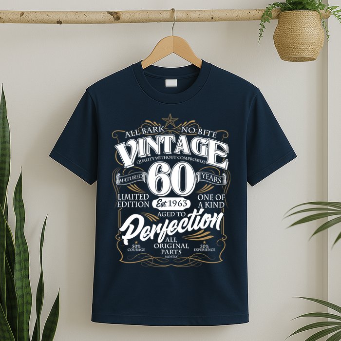Vintage All Bark No Bite 60th Birthday Est 1963 T-Shirt