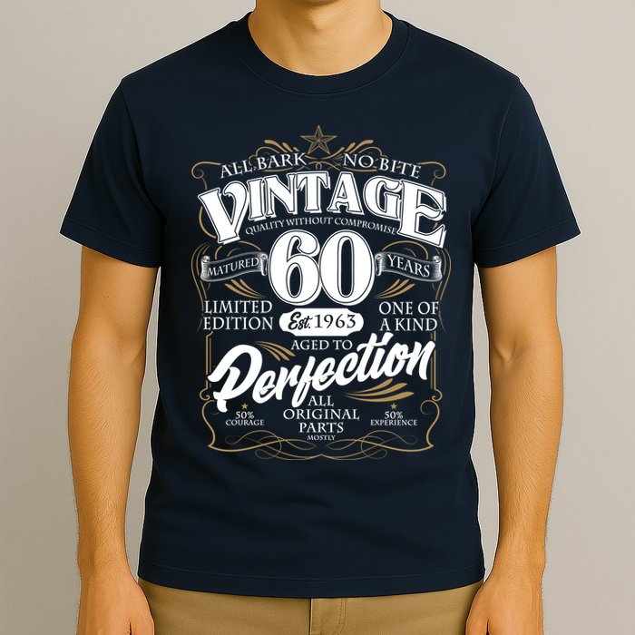 Vintage All Bark No Bite 60th Birthday Est 1963 T-Shirt