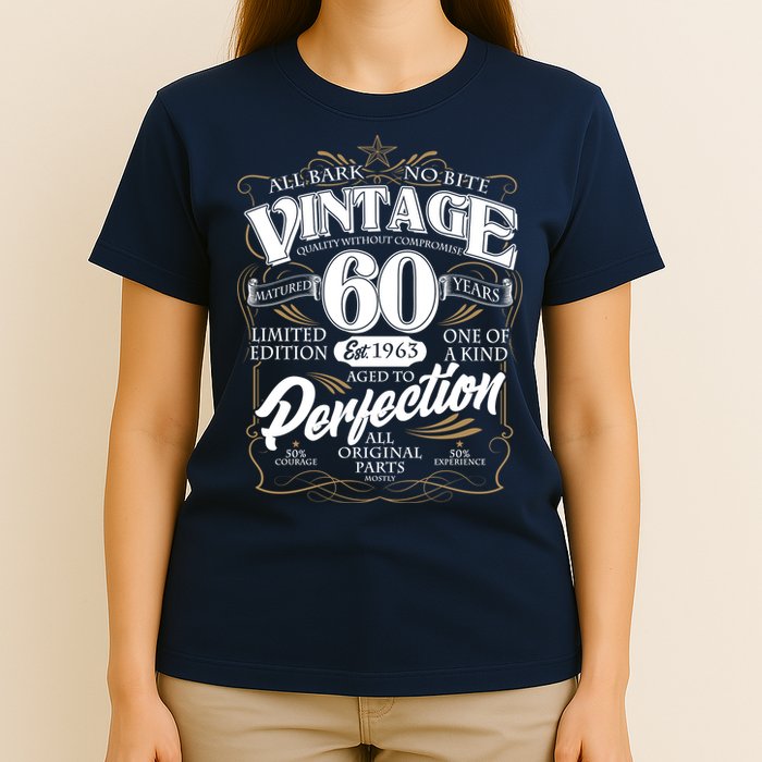 Vintage All Bark No Bite 60th Birthday Est 1963 T-Shirt
