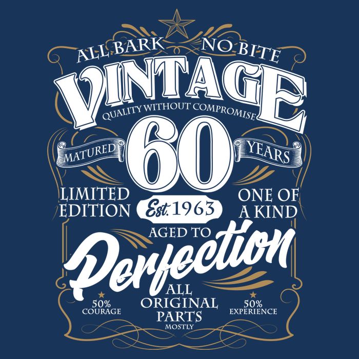 Vintage All Bark No Bite 60th Birthday Est 1963 T-Shirt