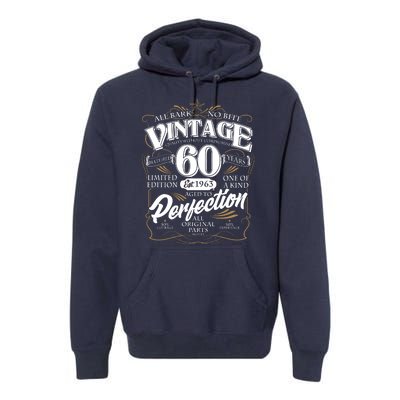 Vintage All Bark No Bite 60th Birthday Est 1963 Premium Hoodie