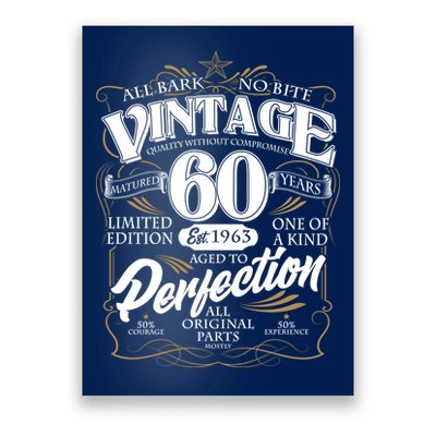 Vintage All Bark No Bite 60th Birthday Est 1963 Poster