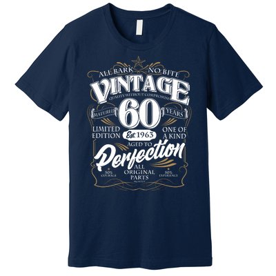 Vintage All Bark No Bite 60th Birthday Est 1963 Premium T-Shirt