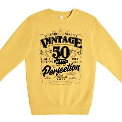 Vintage All Bark No Bite 50th Birthday Est 1974 Premium Crewneck Sweatshirt