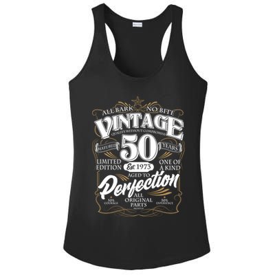 Vintage All Bark No Bite 50th Birthday Est 1973 Ladies PosiCharge Competitor Racerback Tank