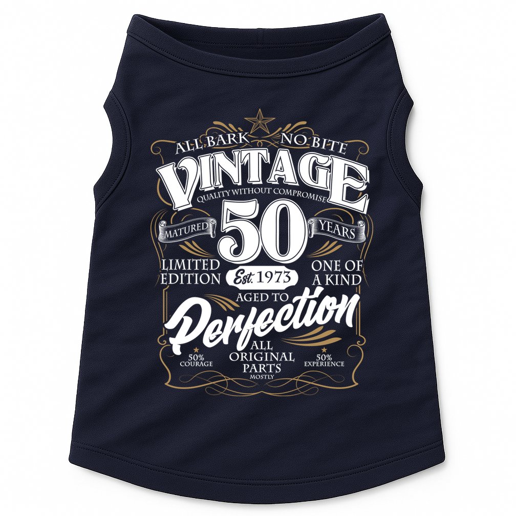Vintage All Bark No Bite 50th Birthday Est 1973 Doggie Tank