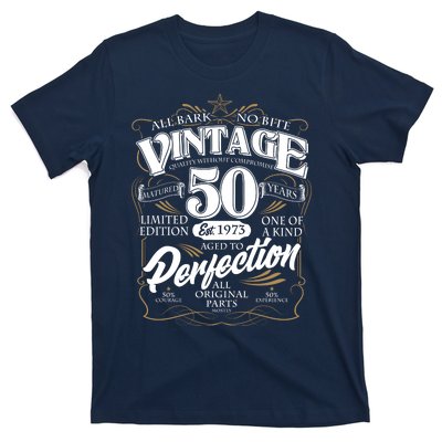 Vintage All Bark No Bite 50th Birthday Est 1973 T-Shirt