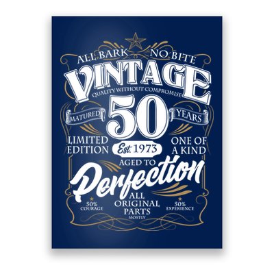 Vintage All Bark No Bite 50th Birthday Est 1973 Poster