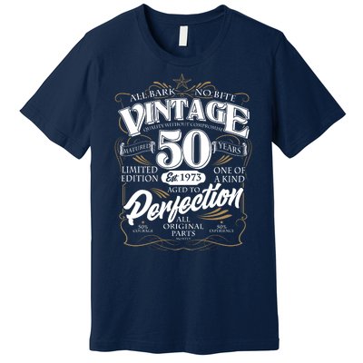 Vintage All Bark No Bite 50th Birthday Est 1973 Premium T-Shirt