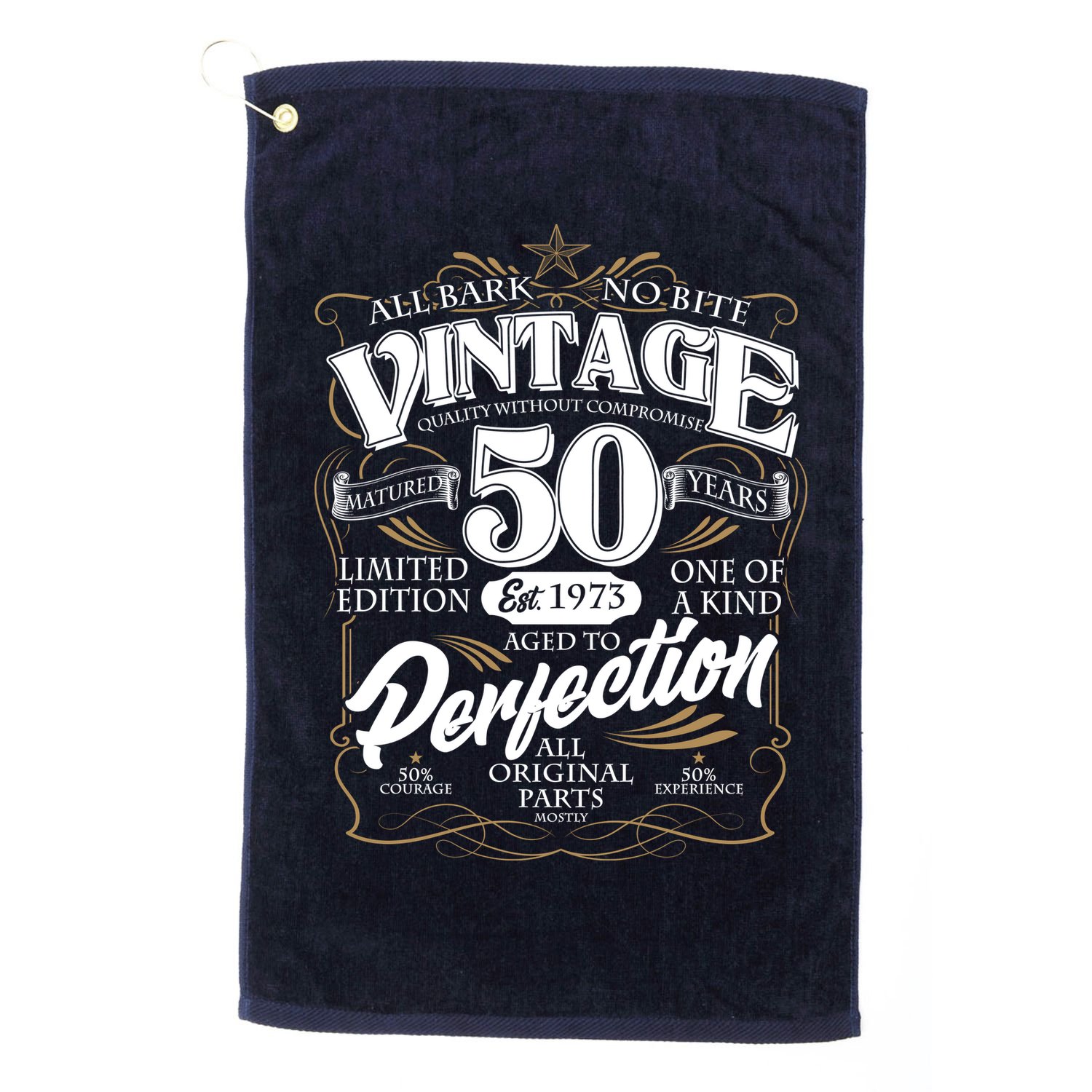 Vintage All Bark No Bite 50th Birthday Est 1973 Golf Towel