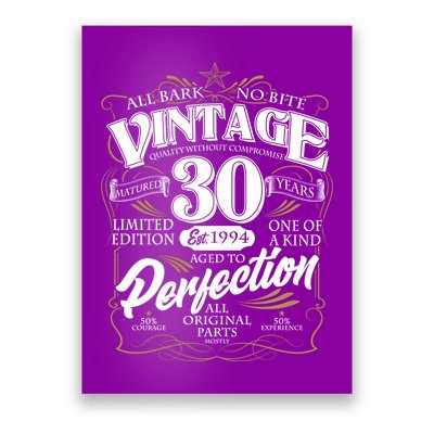 Vintage All Bark No Bite 30th Birthday Est 1994 Poster