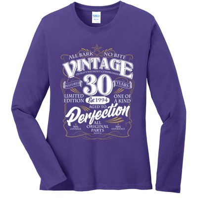 Vintage All Bark No Bite 30th Birthday Est 1994 Ladies Long Sleeve Shirt