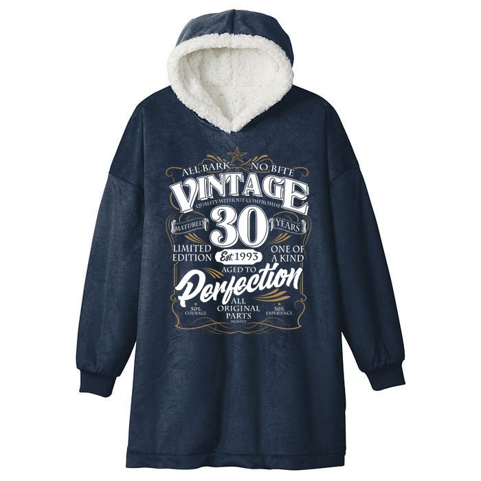 Vintage All Bark No Bite 30th Birthday Est 1993 Hooded Wearable Blanket