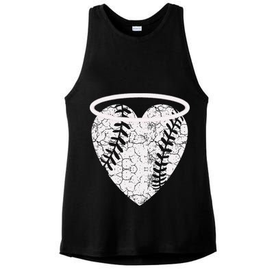 Vintage Angel Baseball Heart With Halo Ladies PosiCharge Tri-Blend Wicking Tank