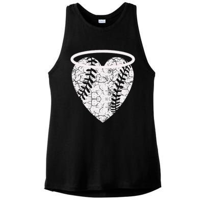 Vintage Angel Baseball Heart With Halo Ladies PosiCharge Tri-Blend Wicking Tank