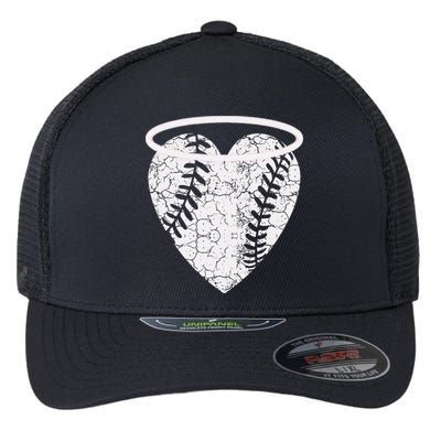 Vintage Angel Baseball Heart With Halo Flexfit Unipanel Trucker Cap