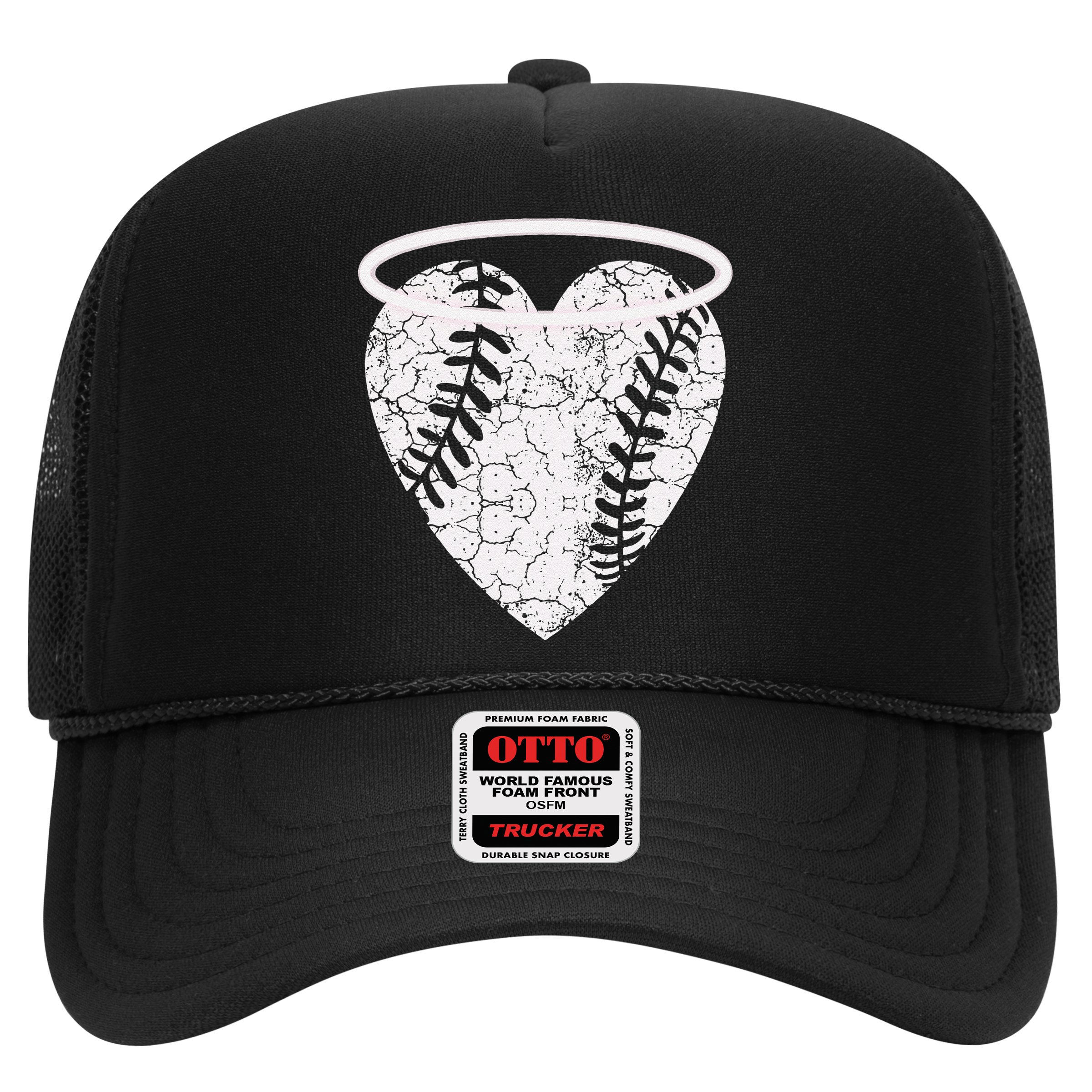 Vintage Angel Baseball Heart With Halo Hat
