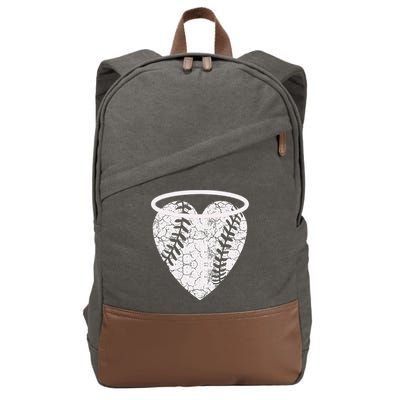 Vintage Angel Baseball Heart With Halo Cotton Canvas Backpack