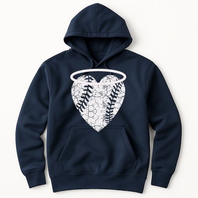 Vintage Angel Baseball Heart With Halo Hoodie