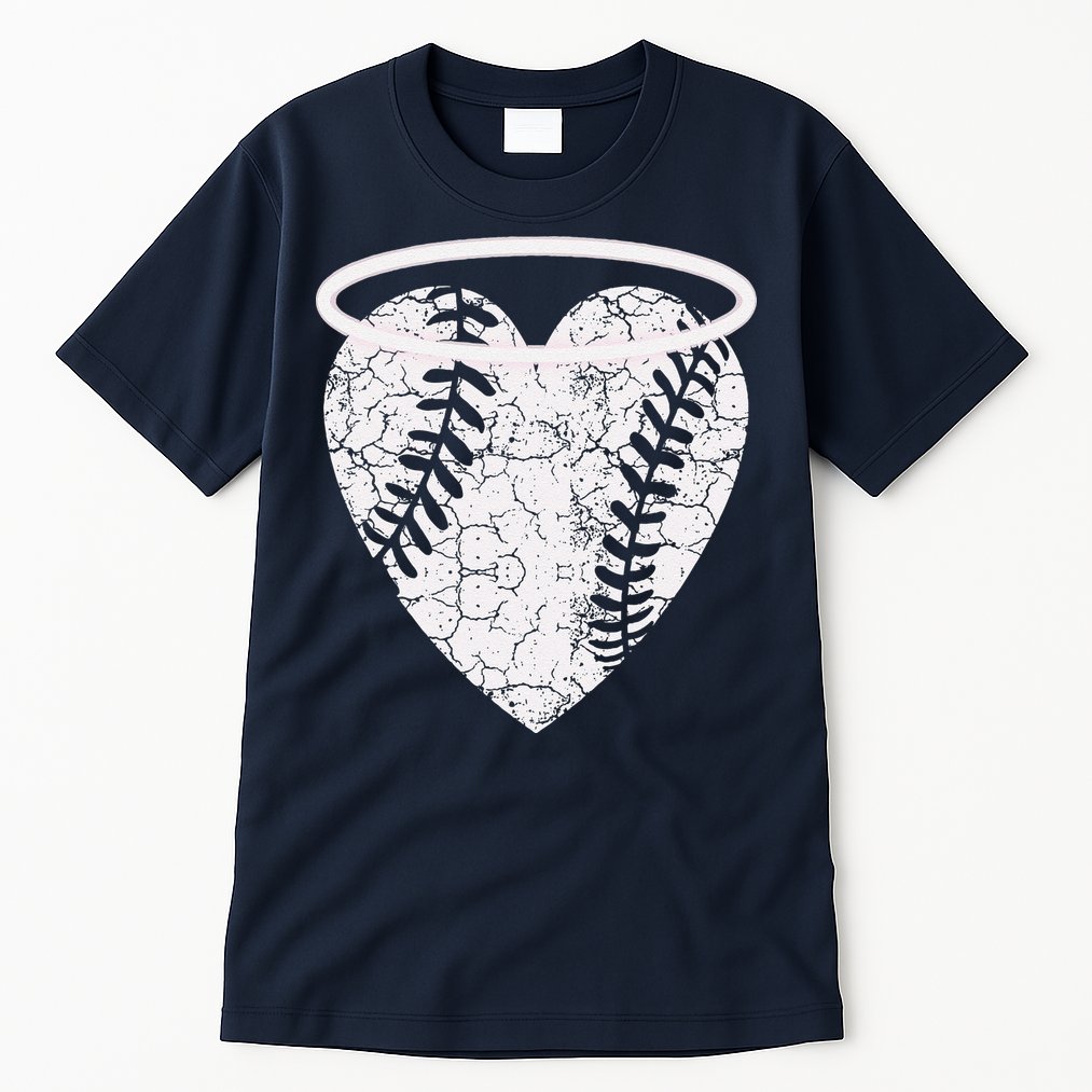 Vintage Angel Baseball Heart With Halo Tall T-Shirt