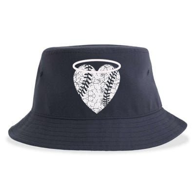Vintage Angel Baseball Heart With Halo Sustainable Bucket Hat