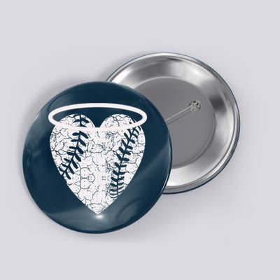 Vintage Angel Baseball Heart With Halo Button