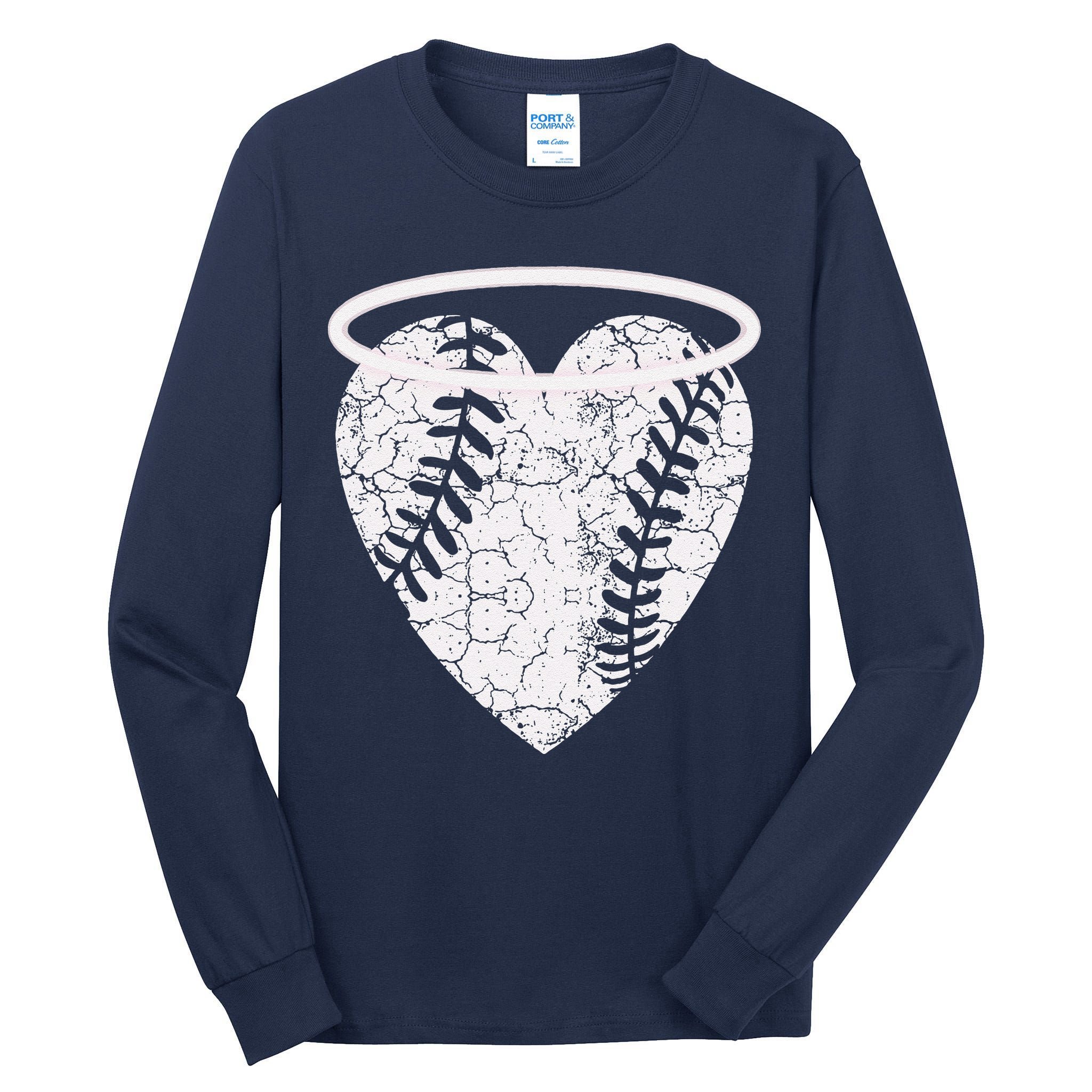 Vintage Angel Baseball Heart With Halo Tall Long Sleeve T-Shirt