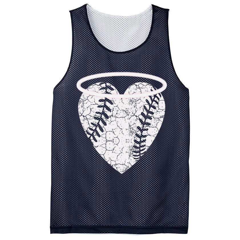 Vintage Angel Baseball Heart With Halo Mesh Reversible Basketball Jersey Tank