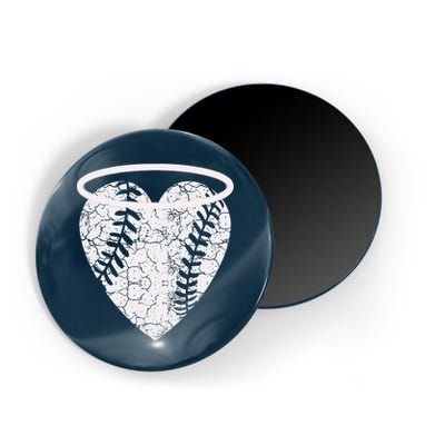 Vintage Angel Baseball Heart With Halo Magnet