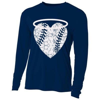 Vintage Angel Baseball Heart With Halo Cooling Performance Long Sleeve Crew